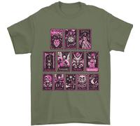 Maglietta Uomo Con Teschi Di Carte Dei Tarocchi 100% Cotone