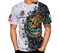 Maglietta Uomo Custom Mexico Personalized Name Mexican 3D Flag Magliette Basic Girocollo Maglietta T-Shirt Casual Tee T-Shirt per Tutti I Giorni, Corsa, Estate L