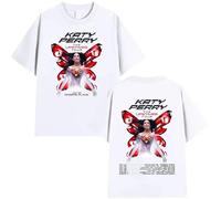 Maglietta Uomo Donna Katy Perry Tour Abbigliamento alla Moda Stampata Manica Corta Vintage Oversize Cotone Felpa Strada XS-3XL-White||s