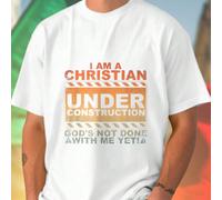 Maglietta Uomo I Am a Christian Under Construction God s Not Done With Me Yet T Shirt Casual Moda Fedele Idea Regalo Novità Comfort Qualità Fashion Uomo Streetwear Tee Shirt Regalo Originale L,M,S,XL,