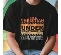 Maglietta Uomo I Am a Christian Under Construction God s Not Done With Me Yet T Shirt Casual Moda Fedele Idea Regalo Novità Comfort Qualità Fashion Uomo Streetwear Tee Shirt Regalo Originale L,M,S,XL,