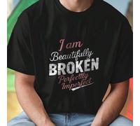 Maglietta Uomo I am Beautifully Broken Perfectly Imperfect Moda Casual Stile Unico Giovane Qualità Regalo Speciale Comfort Quotidiano Outfit Estivo Idea Moda L,M,S,XL,XXL,XXXLRetroTessuto in maglia