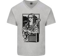 Maglietta Uomo In Cotone V-Neck Mona Lisa Rock Music Player