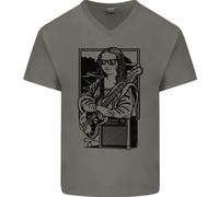 Maglietta Uomo In Cotone V-Neck Mona Lisa Rock Music Player