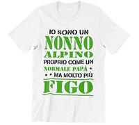 Maglietta Uomo Io Sono Un Nonno Alpino, T-Shirt Alpino Esercito, Magliette papà Divertenti, Magliette Militari Regalo Super papà, Regali papà Compleanno, Maglietta Montagna Alpini (XL, Bianco)