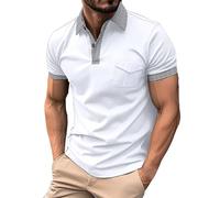 Maglietta Uomo Manica Corta Casual Maglie Uomo Manica Corta Regular Fit T Shirt Uomo 2024 Estate a Maniche Corte Polo Uomo Maglia Polo Uomo (ZA-White, M)