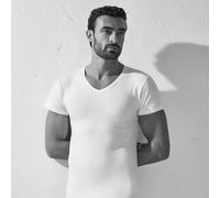 Maglietta uomo mezza manica a scollo a V in cotone modal confezione tre pezzi - 3XL / Bianco