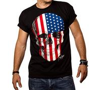 Maglietta Uomo Nera - T-Shirt Bandiera Americana USA XXL