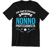 Maglietta Uomo Non Sono in Pensione Sono Un Nonno Professionista, Maglia Nonno E Nipote, Pensione Regalo Nonno, Regali Festa dei Nonni, T Shirt Nonno Divertente, Maglia Papa E Nonno (Nero, XXL)
