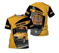 Maglietta Uomo Personalized Bus Driver Custom Yellow Bus Driver 3D Magliette Basic Casual Sport Uomo T-Shirt Confortevole Maglietta Tee-Shirt per Sport, Hip-Hop, Bodybuilding XL