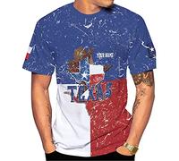 Maglietta Uomo Personalized Name Texas Flag And Map Dont Mess with Texas 3D Tee T-Shirt Girocollo Magliette Basic Casual Maglietta T-Shirt per Lavoro, Corsa, Relax M