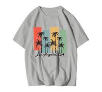 Maglietta Uomo Stile retrò America Stati Uniti Bandiera Messico 2025 Moda Casual Comfort Tessuto (Light Gray, L)