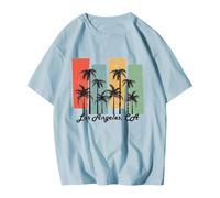 Maglietta Uomo Stile retrò America Stati Uniti Bandiera Messico 2025 Moda Casual Comfort Tessuto (Sky Blue, M)