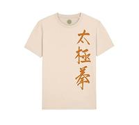 Maglietta Uomo Tai Chi Chuan Cotone Biologico Taijiquan Yin e Yang Dào T-Shirt Man (Natural Cream, L)
