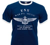 Maglietta USN Nas Lungo Beach U.S Esercito Marina Ancoraggio 50's Fifties Retrò