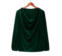 Maglietta Velluto Donna Elegante Camicette in Scollo a V Inverno Casual Curvy Pullover Aderente Maniche Lunghe Morbido Camicie Sexy Moda Tinta Unita Camicia Cerimonia Capodanno e Carnevale