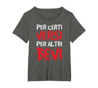 Maglietta Vino Regalo Divertente Vino Alcool Versi Bevi Maglietta, Donna Plus-Size, Asfalto, 4X