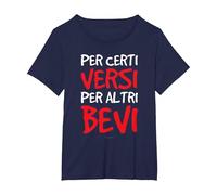 Maglietta Vino Regalo Divertente Vino Alcool Versi Bevi Maglietta, Donna Plus-Size, Navy, 3X