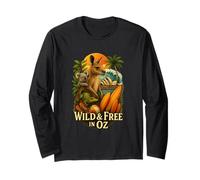 Maglietta Vintage Australia Aussie Spirit con Canguro Maglia a Manica