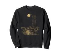 Maglietta vintage con riflessione al chiaro di luna con scena notturna della torre dell'acqua Felpa