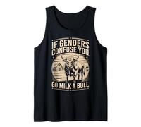 Maglietta vintage con scritta "If Genders Confuse You Go Milk A Bull Shirt Canotta