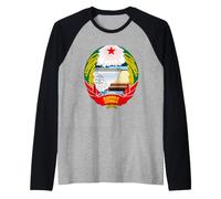Maglietta Vintage con Stemma Nazionale della Corea del Nord Maglia con Maniche Raglan
