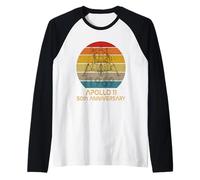 Maglietta Vintage retrò Apollo 11 Moon Landing 1969 Maglia con Maniche Raglan