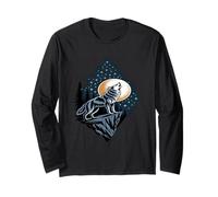 Maglietta Wolf Howling Moon - Retro Wildlife Wolf Nature Maglia a Manica