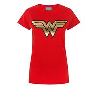 Maglietta Wonder Woman Maglietta Foil Gold Logo Donna Donna Adulti Red Costume