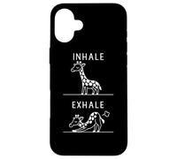 Maglietta Yoga Divertente Inhale Exhale Meditazione Giraffa Custodia per iPhone 16 Plus