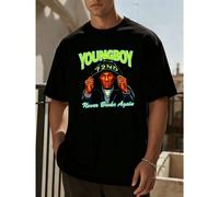 Maglietta YoungBoy Never Broke Again, taglie forti, in morbido poliestere e cotone, resistente, vestibilità classica, essenziale per l'uso quotidiano. Moderna t-shirt da uomo in cotone con stampa fron