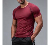 Maglietta Zenbolt da uomo aderente con scollo a girocollo e maniche corte, dettagli con cuciture a contrasto, stile atletico classico, per allenamento in palestra, attività quotidiane e sport L,M,S,XL