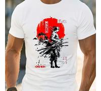 Maglietta Zoro One Piece Samurai, maglietta da uomo con scollo tondo, 220 g/m², estiva, puro cotone, manica corta (1 pezzo) T-shirt da uomo a maniche corte e scollo tondo, casual, stampata, comoda, mo