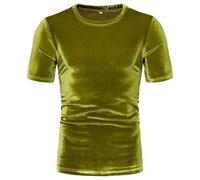 Magliette a maniche corte da uomo in velluto di lusso, maglietta da uomo in metallo lucido, stile casual alla moda, taglie forti e slim fit estivo, top girocollo per eventi di carnevale e quotidiani