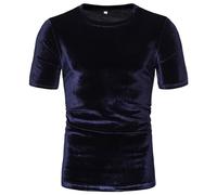 Magliette a maniche corte da uomo in velluto di lusso, maglietta da uomo in metallo lucido, stile casual alla moda, taglie forti e slim fit estivo, top girocollo per eventi di carnevale e quotidiani