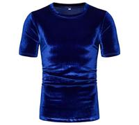 Magliette a maniche corte da uomo in velluto di lusso, maglietta da uomo in metallo lucido, stile casual alla moda, taglie forti e slim fit estivo, top girocollo per eventi di carnevale e quotidiani