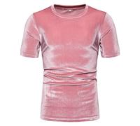 Magliette a maniche corte da uomo in velluto di lusso, maglietta da uomo in metallo lucido, stile casual alla moda, taglie forti e slim fit estivo, top girocollo per eventi di carnevale e quotidiani