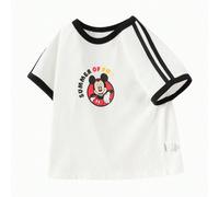 Magliette a maniche corte Disney per bambine Balabala, magliette per bambine per l'estate 2025 9-12M,18-24M,3-4 anni,5 anni,7 anniFumetto,Geometrico,LettereMiscele di cotone