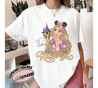 Magliette a tema Disney, Maglietta con orecchie di Minnie e castello della principessa Rapunzel, Regali di compleanno per ragazze, Compatibile con l'attrezzatura da viaggio per la famiglia Disney. L,M