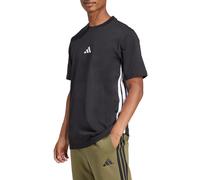 adidas Uomo Essential Three Stripes Single Jersey Tee, Black/White, XXL