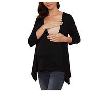 Magliette Allattamento Manica Lunga Premaman Abbigliamento Invernale Maglia Gravidanza Divertente Maglie Premaman Maniche Lunghe T Shirt Pullover Maglietta Vestaglia Camicia Da Notte (S, Nero2)
