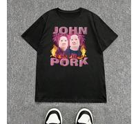 Magliette casual larghe unisex con meme divertenti e fantasie divertenti. John Pork, magliette essenziali per feste casual L,M,S,XL,XXLFumetto,Ritratto,LetterePoliestere
