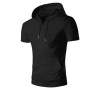 Magliette con cappuccio da uomo | Magliette con scollo a V e coulisse | Maglietta con cappuccio a maniche corte | Felpe con cappuccio da corsa a vestibilità regolare, casual estive, moda sportiva da