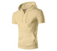 Magliette con cappuccio da uomo | T-shirt con coulisse con scollo a V | Maglietta a maniche corte con cappuccio | Felpa da corsa vestibilità regolare Estate Casual Felpa con cappuccio Tee Moda