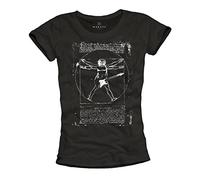 Magliette con Stampa Vintage da Vinci Rock Chitarra T-Shirt Donna Nera S