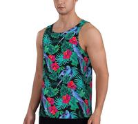 Magliette da allenamento da uomo - Bellissimo pappagallo senza maniche, ad asciugatura rapida da uomo con corsa, Nero , 3XL