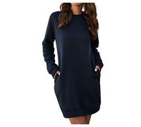 Magliette da donna a maniche lunghe Felpa con scollo rotondo Pratiche Tasche Come Top Alla Moda O Camicetta Per Le Donne Oversized T-shirt Per T-shirt Self-Design, Blu marino, S