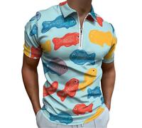 Magliette da Golf con Caramelle gommose a Forma di Pesce per Uomo, Polo a Maniche Corte con Colletto, t-Shirt Casual da Uomo