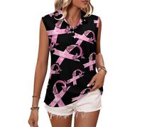 Magliette da Golf Senza Maniche da Donna con Nastro per la Lotta Contro Il Cancro al Seno e Farfalla, Polo Sportive, Canotte, Camicia da Tennis Casual con Colletto