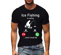 Magliette da pesca per gli uomini, maglietta grafica con invito alla pesca con scollo rotondo | Vestiti estivi superiori di base regolari, Nero , S